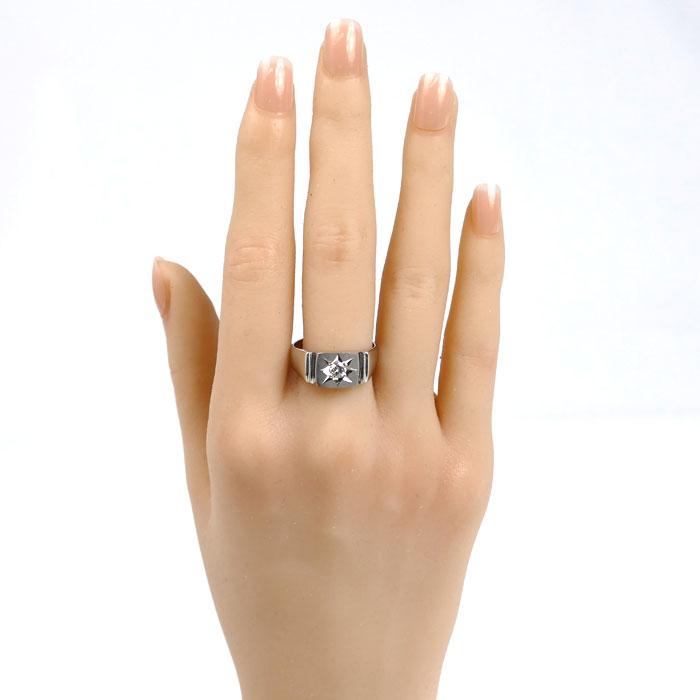 Pt900プラチナ リング・指輪 ダイヤモンド0.22ct 19号 11.1g メンズ