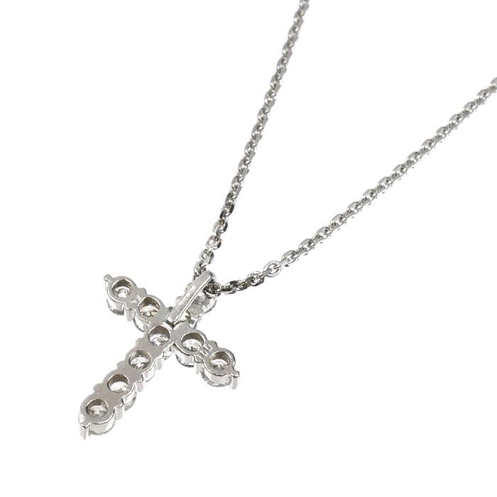 Pt850プラチナ クロス ネックレス ダイヤモンド1.00ct 5.4g 42cm