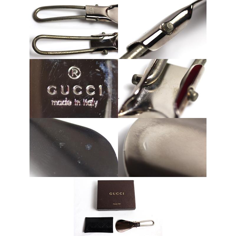 GUCCI グッチ 靴べら 折りたたみ レザーケース付き シルバー シュー