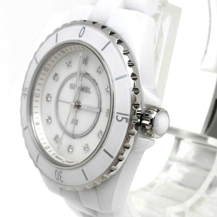 CHANEL シャネル J12 12Pダイヤ マザーオブパール 腕時計 電池式 CHANEL シャネル J12 12Pダイヤ マザーオブパール 腕時計 電池式