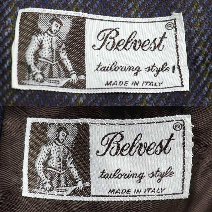 Belvest ベルベスト チェック テーラードジャケット パープル マルチ 