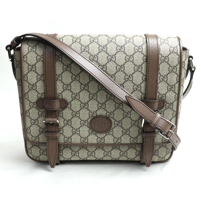 GUCCI グッチ GGスプリーム メッセンジャー ショルダーバッグ ブラウン