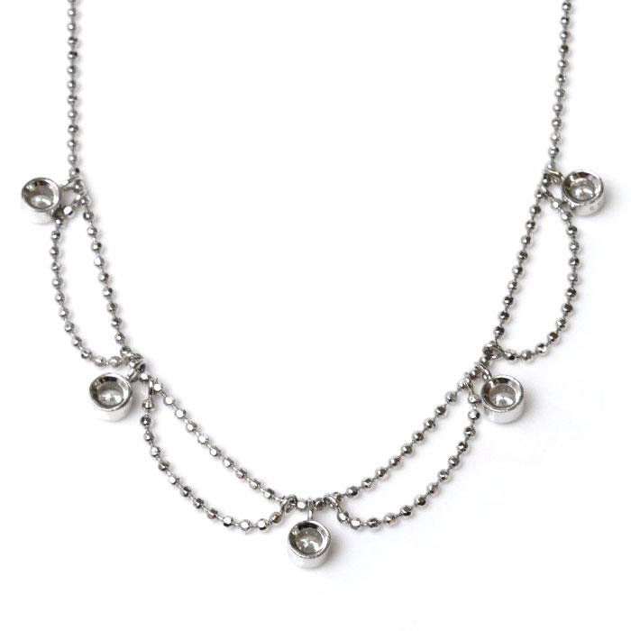 Pt850プラチナ ダイヤ ネックレス ダイヤモンド0.35ct 5.5g 42cm 5P 