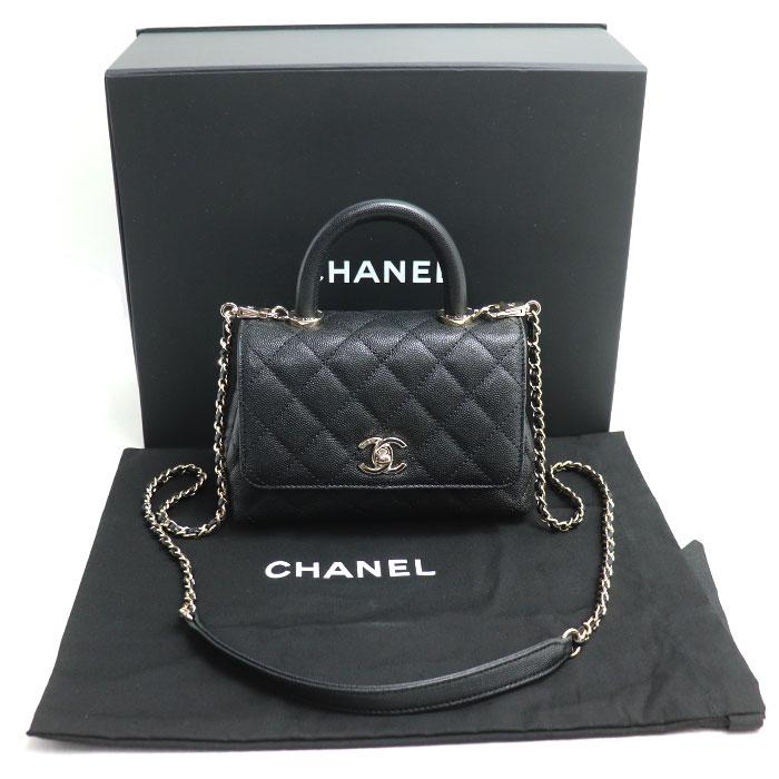 ★美品★CHANELココハンドル19㎝　ブラック マトラッセ ココハンドル 19 ミニ トップハンドル フラップ
