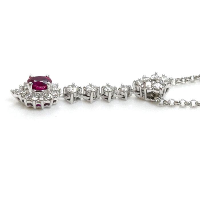 Pt900/850 ルビー ダイヤ ネックレス ルビー0.45ct ダイヤモンド0.51ct 