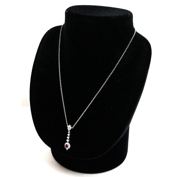 Pt900/850 ルビー ダイヤ ネックレス ルビー0.45ct ダイヤモンド0.51ct 