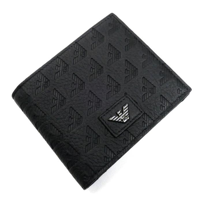 Emporio Armani エンポリオ・アルマーニ 二つ折り財布 ブラック YEM122 YQ671 80001 メンズ【未使用】【買取品】 EMPORIO ARMANI Emporio Armani エンポリオ・アルマーニ 二つ折り財布