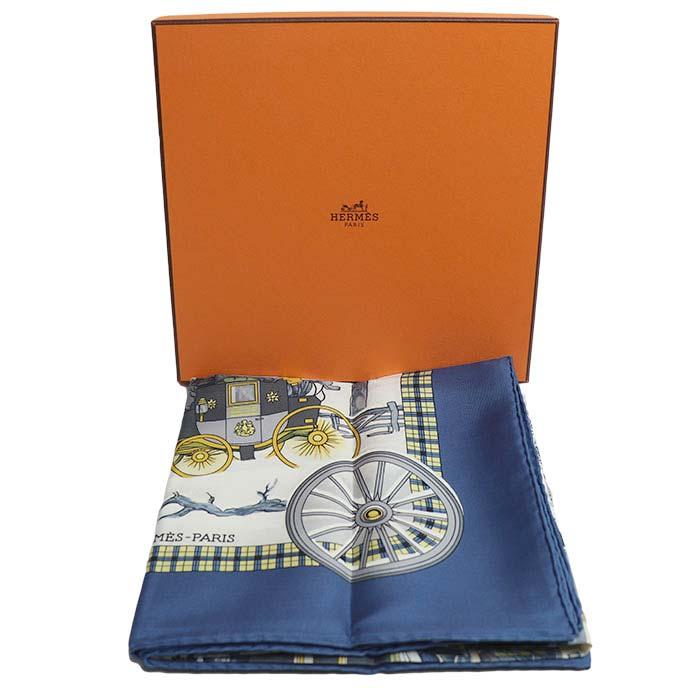 エルメス HERMES スカーフ　カレ90 冬の郵便馬車　【クリーニング済】 中古美品 エルメス HERMES カレ90 大判 シルク スカーフ 冬の