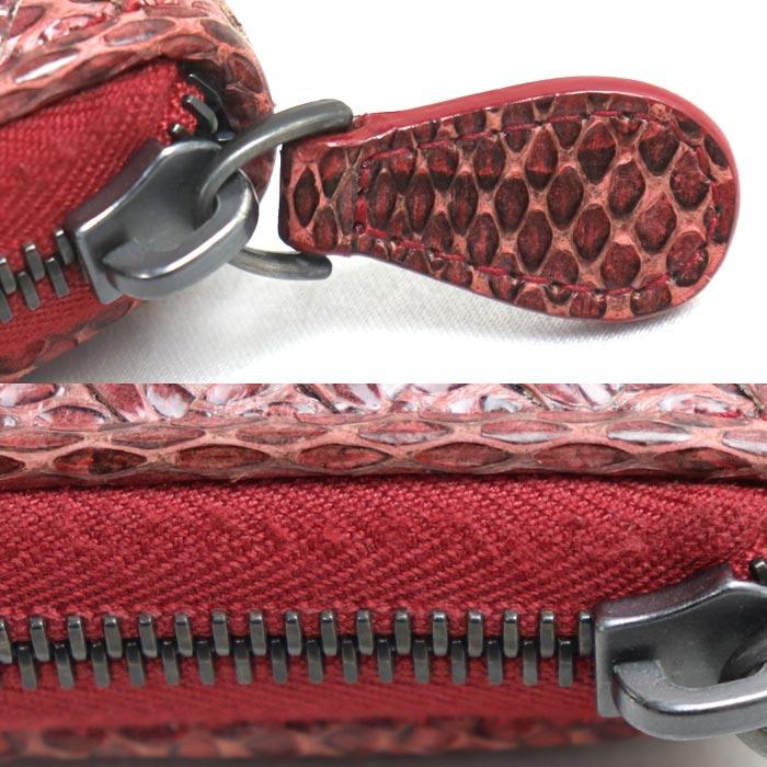 BOTTEGAVENETA ボッテガヴェネタ 長財布 ラウンドファスナー レッド系 114076 パイソン ユニセックス【中古】 BOTTEGAVENETA ボッテガヴェネタ 長財布 ラウンドファスナー レッド系