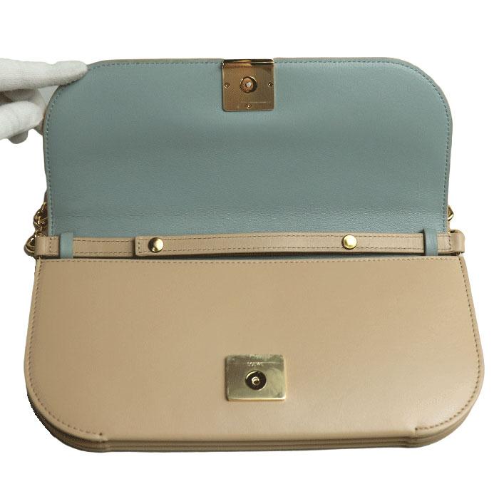 LOEWE ロエベ ゴヤ ロングチェーン クラッチ クラッチバッグ ベージュ A896O45X01 レディース 中古 極美品の画像