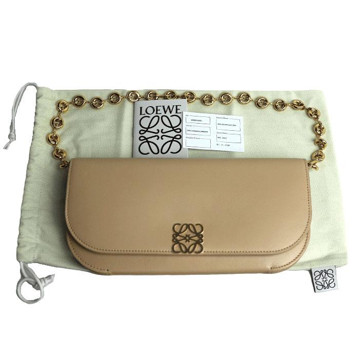 LOEWE ロエベ ゴヤ ロングチェーン クラッチ クラッチバッグ ベージュ A896O45X01 レディース 中古 極美品の画像