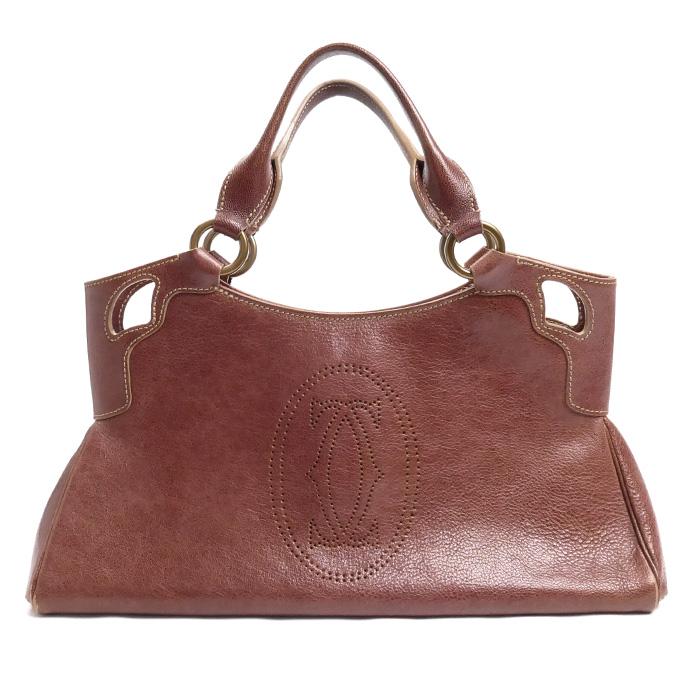 ユーセンカルティエ マルチェロ ハンドバッグ マストライン パンチング d81【美品】カルティエマストラインパンチングマルチェロハンドバッグ