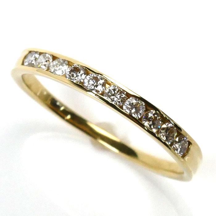 K18YG イエローゴールド ハーフエタニティ リング・指輪 ダイヤモンド  