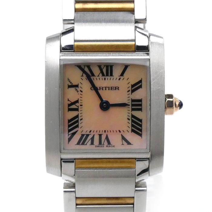 電池交換済 Cartier カルティエ タンクフランセーズ SM W51027Q4 ピンクシェル K18PG ピンクゴールド SS ステンレス コンビ レディース クォーツ【6ヶ月保証】【腕時計】【中古】 カルティエ カルティエ タンク フランセーズ SM Ref.W51027Q4 コンビ