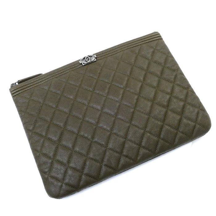 CHANEL シャネル ボーイシャネル キャビアスキン クラッチバッグ 
