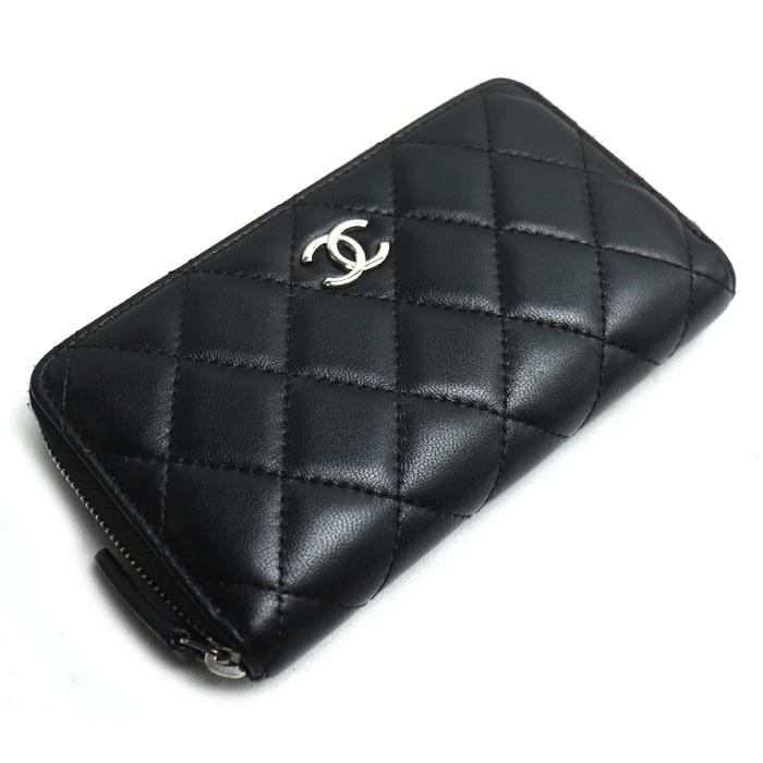 CHANEL シャネル マトラッセスモールジップウォレット 長財布 ラウンドファスナー ブラック A80481 レディース【中古】 CHANEL（シャネル） マトラッセスモールジップウォレット 長財布