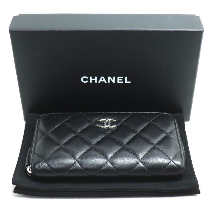 CHANEL シャネル マトラッセスモールジップウォレット 長財布 ラウンドファスナー ブラック A80481 レディース【中古】 CHANEL（シャネル） マトラッセスモールジップウォレット 長財布