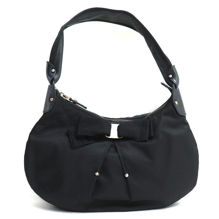 【サルヴァトーレフェラガモ】ハンドバッグ　ホーボー ワンショルダー　ヴァラ　黒 サルヴァトーレフェラガモ】ハンドバッグ ホーボー ワンショルダー