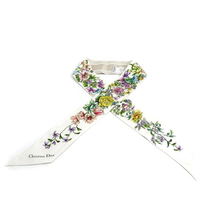 Dior ディオール ミッツァ フローラ スカーフ ホワイト マルチカラー