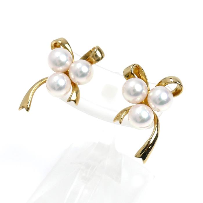MIKIMOTO（ミキモト） K18YG イエローゴールド パール リボン ピアス