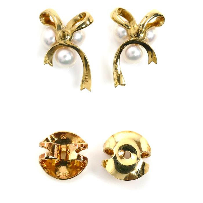 MIKIMOTO（ミキモト） K18YG イエローゴールド パール リボン ピアス