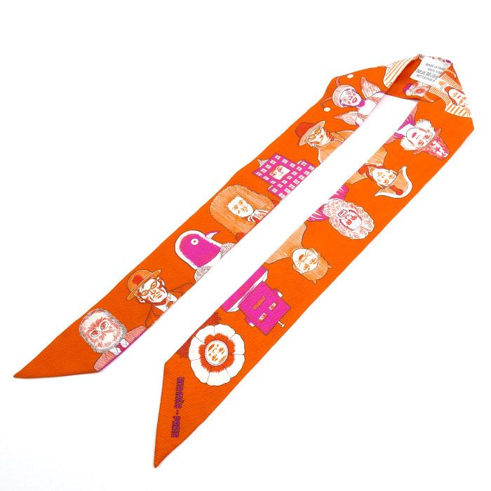 【極美品】HERMES　エルメス☆ツイリー シルクスカーフ オレンジ 833 HERMES（エルメス） ツイリー DRESS CODE スカーフ オレンジ H063780S