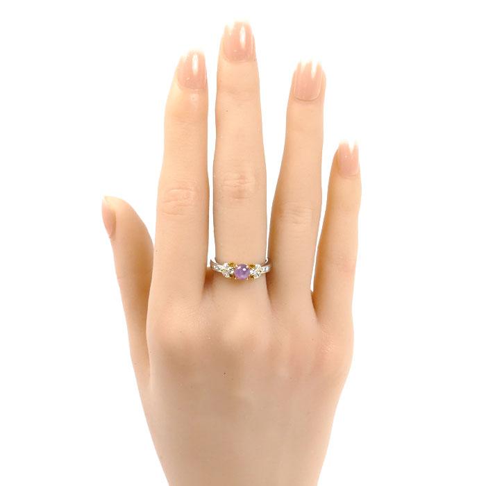 Pt900/K18YG リング・指輪 スターサファイア0.845ct ダイヤモンド0.43 