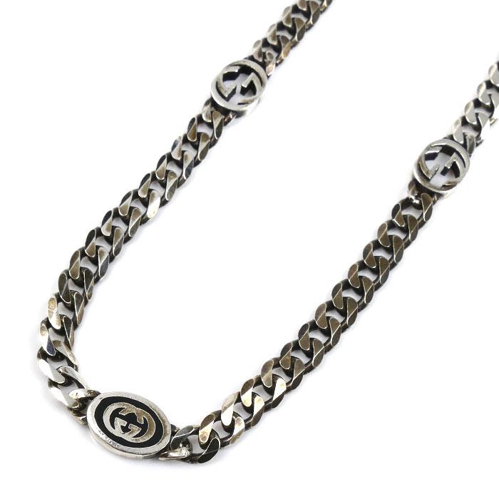 【美品】グッチ インターロッキング スリム ネックレス 678661 シルバー GUCCI（グッチ） シルバー925 インターロッキングG スリム ネックレス