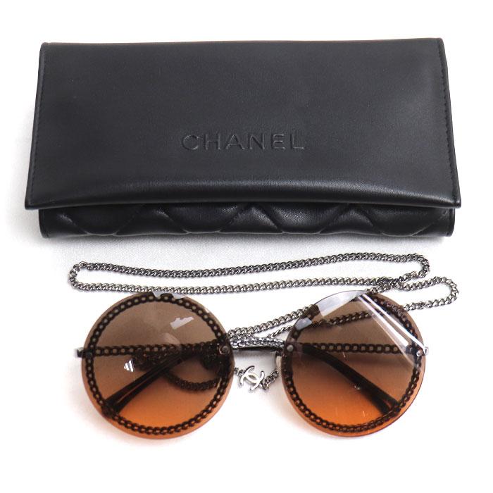 CHANEL（シャネル） チェーンフレーム サングラス ブラウン シルバー
