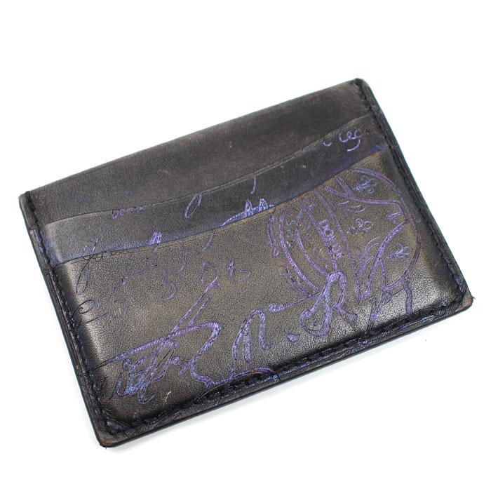 Berluti ベルルッティ カリグラフィ バンブー ネオ スクリットレザー カードケース パープル メンズ【中古】 Berluti ベルルッティ カリグラフィ バンブー ネオ スクリットレザー