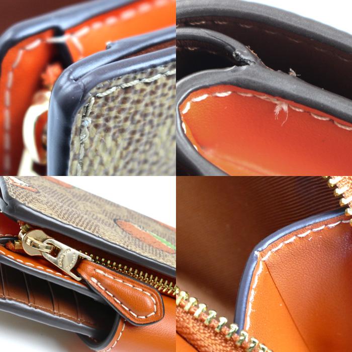 COACH（コーチ） ミディアム コーナージップ オレンジプリント 二