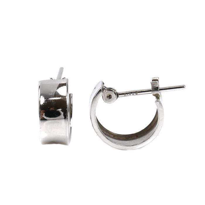 K14WG ホワイトゴールド フープ ピアス 0.9g レディース 中古 : 古恵良 