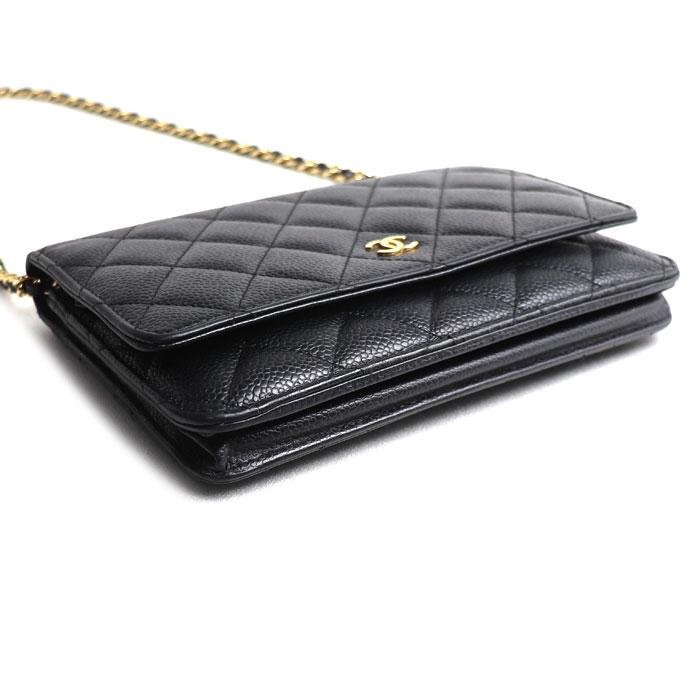 CHANEL シャネル マトラッセ キャビアスキン チェーンウォレット ショルダーバッグ ブラック A33814 キャビアスキン レディース【中古】 シャネル CHANEL マトラッセ チェーンウォレット A33814 21番台