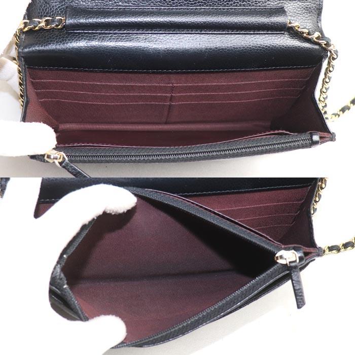 CHANEL シャネル マトラッセ キャビアスキン チェーンウォレット ショルダーバッグ ブラック A33814 キャビアスキン レディース【中古】 CHANEL（シャネル） マトラッセ キャビアスキン チェーンウォレット