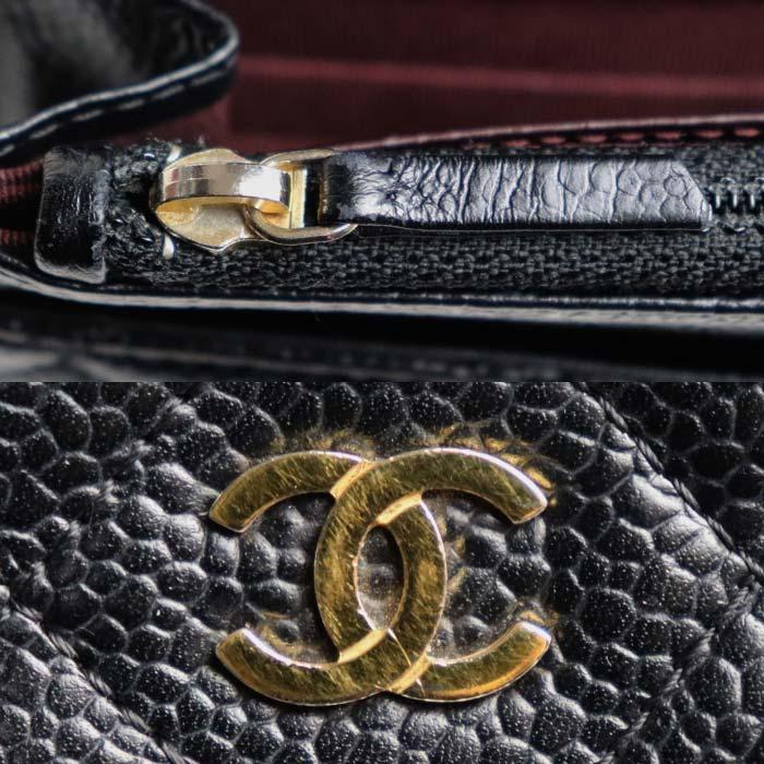 CHANEL シャネル マトラッセ キャビアスキン チェーンウォレット ショルダーバッグ ブラック A33814 キャビアスキン レディース【中古】 CHANEL（シャネル） マトラッセ キャビアスキン チェーンウォレット