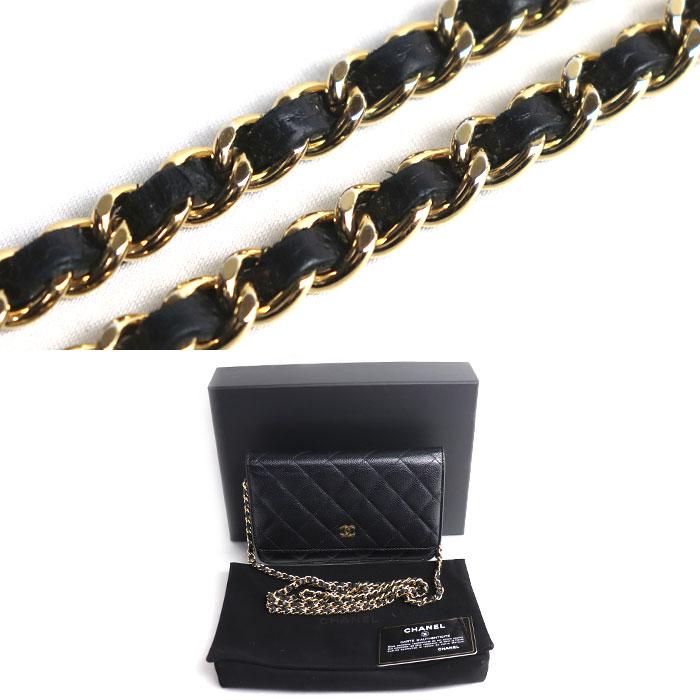 シャネル CHANEL マトラッセチェーンウォレット A33814 21番台 ブラック キャビア レディース ショルダーバッグ シャネル CHANEL マトラッセチェーンウォレット A33814 21番台