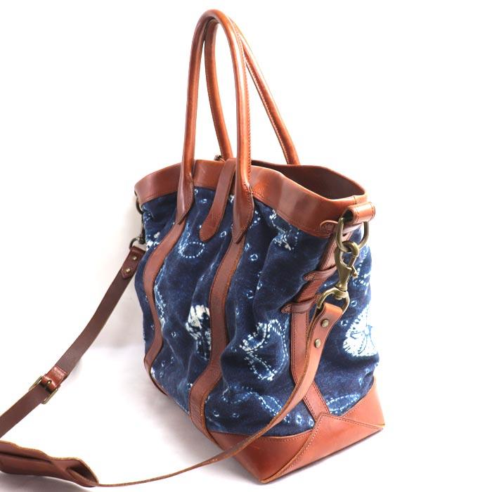 RALPH LAUREN ラルフローレン インディゴ染め 2Wayショルダーバッグ ブルー/ブラウン ユニセックス【中古】 RALPH LAUREN ラルフローレン インディゴ染め 2Wayショルダーバッグ