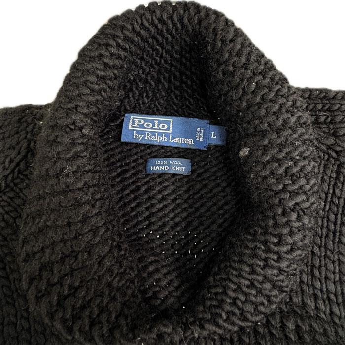 POLO RALPH LAUREN ポロ・ラルフローレン ハンドニット セーター ブラック ホワイト L メンズ【中古】 POLO RALPH LAUREN（ポロ・ラルフローレン） ハンドニット セーター