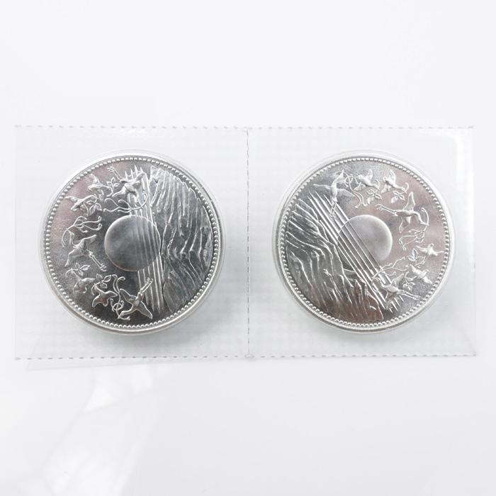 壱万円銀貨 御在位六十年 昭和六十一年 2連結 記念硬貨 40g 日の出と瑞 