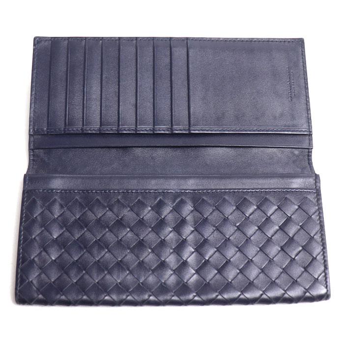 【本物保証】 ボッテガヴェネタ BOTTEGA VENETA イントレチャート 札入れ 二つ折り長財布 レザー 紺 120697V4651 BOTTEGA VENETA - 【本物保証】 ボッテガヴェネタ BOTTEGA VENETA