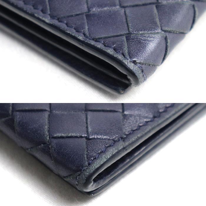 【本物保証】 ボッテガヴェネタ BOTTEGA VENETA イントレチャート 札入れ 二つ折り長財布 レザー 紺 120697V4651 BOTTEGA VENETA - 【本物保証】 ボッテガヴェネタ BOTTEGA VENETA