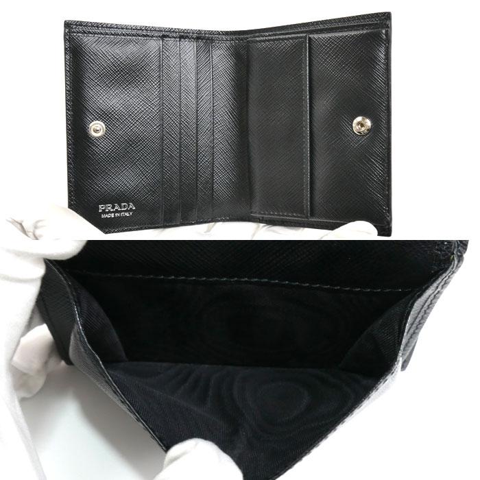 PRADA（プラダ） サフィアーノ フラワーブーケ 二つ折り財布 ブラック