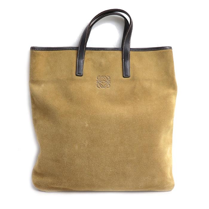 LOEWE（ロエベ） アナグラム スエード トートバッグ ベージュ ブラウン