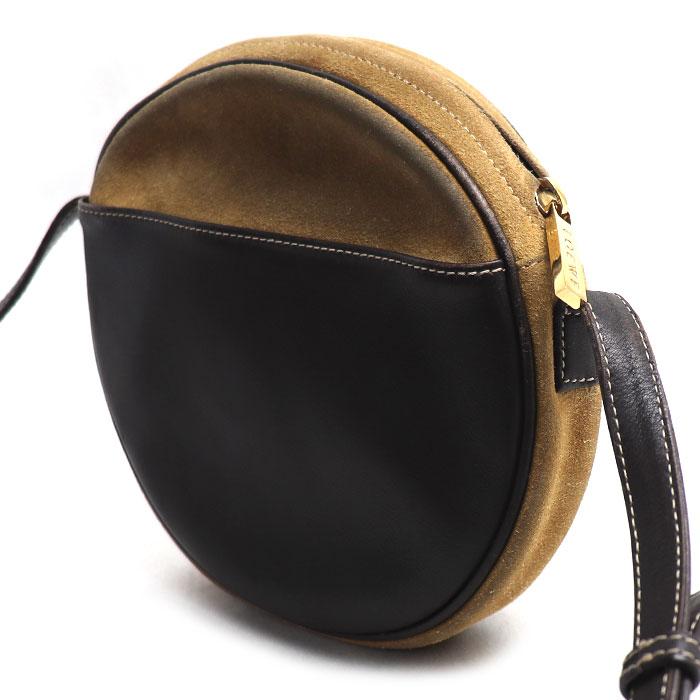 【美品】ロエベ　アナグラム　ショルダーバッグ　バイカラー　レザー　スエード LOEWE（ロエベ） アナグラム スエード ラウンド ショルダーバッグ