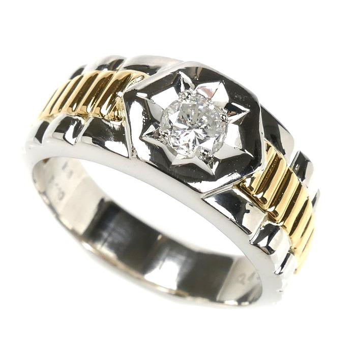 Pt900/K18YG リング・指輪 ダイヤモンド0.45ct 22号 15.5g メンズ 中古 