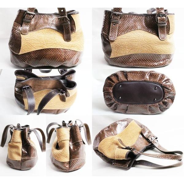 驚きの値段 スネーク ハンドバッグ ブラウン バイカラー ヘビ 蛇 ワンショルダー レザー 質屋出品 セール開催中 Centrodeladultomayor Com Uy