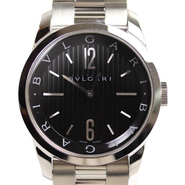 MT3887 BVLGARI ブルガリ ソロテンポ ST37S ブラック文字盤 クォーツ 腕時計 37mm/中古/美品 :kh22-0525