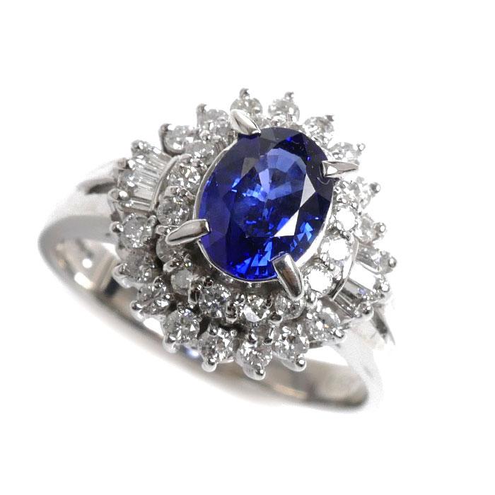 Pt900プラチナ リング・指輪 サファイア1.15ct ダイヤモンド0.59ct 12  