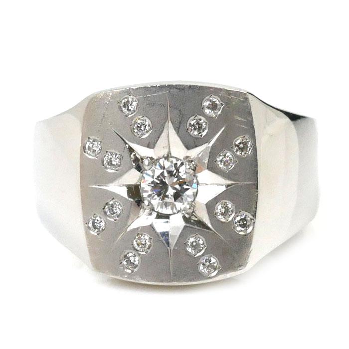 Pt900プラチナ 印台 リング・指輪 ダイヤモンド0.135ct 22号 Pt900プラチナ 印台 リング・指輪 ダイヤモンド0.135ct 22号
