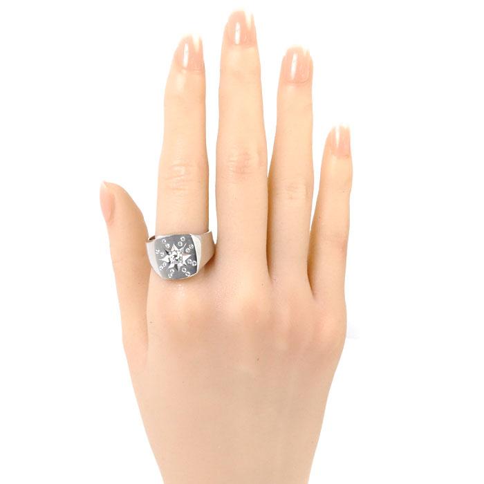 Pt900プラチナ 印台 リング・指輪 ダイヤモンド0.135ct 22号 Pt900プラチナ 印台 リング・指輪 ダイヤモンド0.135ct 22号